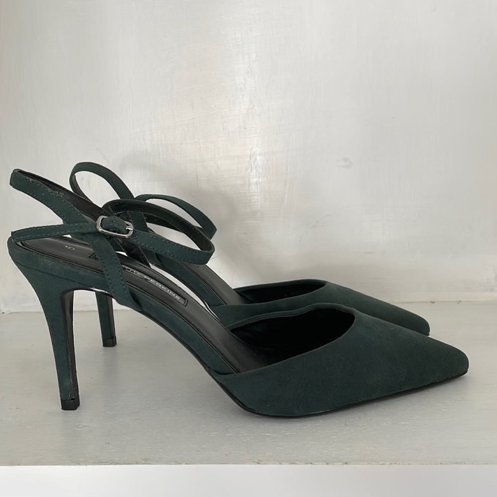 Dorothy Perkins deep green suede heels SIZE UK 6 (US8)